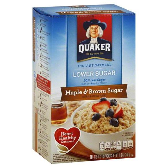 Quaker Instant Oatmeal Maple & Brown Sugar Low Sugar 340 g 10 Sachets
