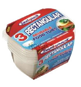 Seal-A-Pack Rectangular Food Tubs x3