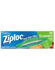 Ziploc Sandwich Bags XL 17.7 x 20.3 cm x30