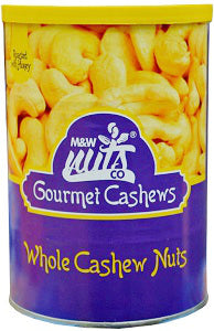 M & W Gourmet Whole Cashew Nuts Roasted With Honey Tin 500 g