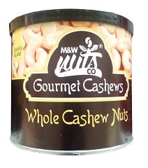 M & W Gourmet Whole Cashew Nuts Roasted & Unsalted 250 g