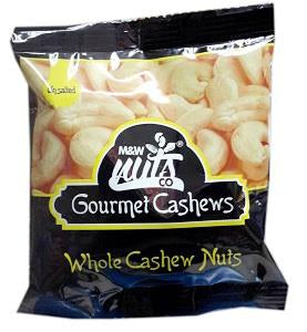 M & W Gourmet Whole Cashew Nuts Unsalted Sachet 50 g