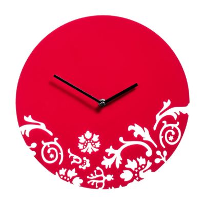 Premier Wall Clock Dia Floral Swirl Acrylic - Red 30 cm