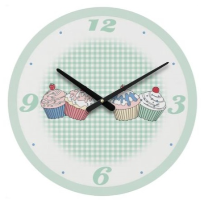 Premier Wall Clock MDF Green Cupcake 34 cm
