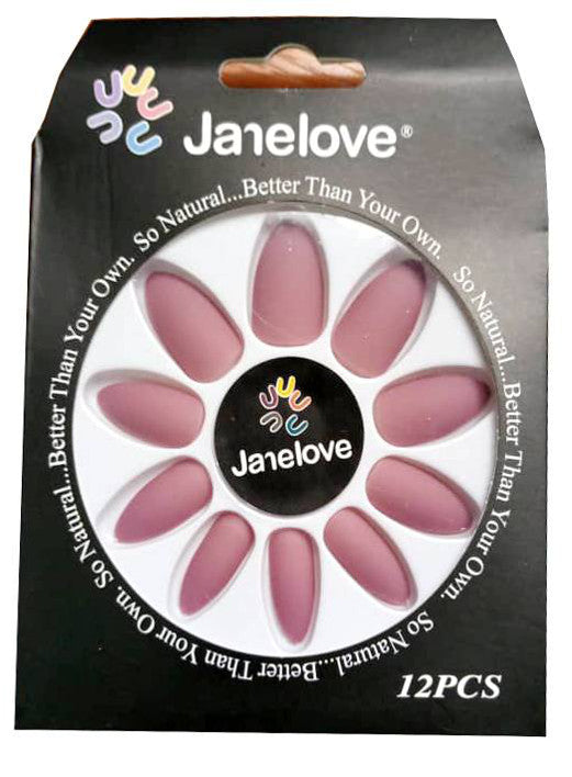 Jane Love Nails + Glue x12 - Light Fucshia (Matte)