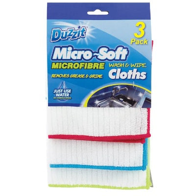 Duzzit Micro-Soft Microfibre Wash & Wipe Cloths x3