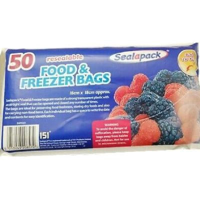 Seal-A-Pack Resealable Food & Freezer Bags 18 x 18 cm x50