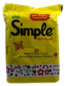 Simple Press-On Sanitary Pads Regular x10