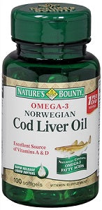 Nature's Bounty Omega-3 Norwegian Cod Liver Oil 100 Soft Gels