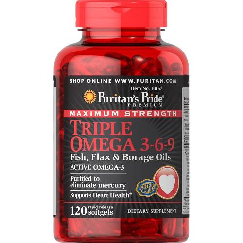 Puritan's Pride Maximum Strength Triple Omega 3-6-9 120 Soft Gels