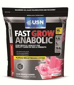 USN Fast Grow Anabolic All-In-One Lean Muscle Strawberry Flavour 1 kg