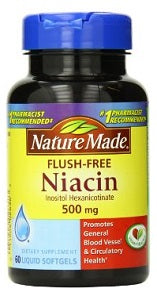 Nature Made Flush-Free Niacin 500mg 60 Liquid Soft Gels