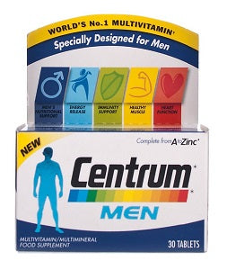 Centrum Men A to Zinc Multivitamin Food Supplements 30 Tablets
