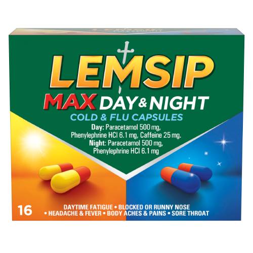 Lemsip Max Cold & Flu Day & Night 16 Capsules