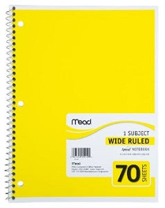 Mead 1 Subject Wide Ruled Spiral Notebook