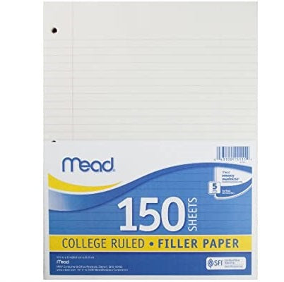 Mead Filler Paper College Ruled - 150 Sheets