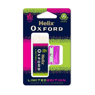 Helix Oxford Clash Eraser & Pencil Sharpener - Pink