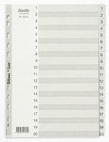 Polypropylene Divider 1-20 Tabs Grey A4