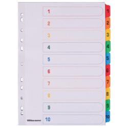 Polypropylene Divider 1-10 Tabs Colored A4
