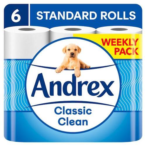 Andrex Toilet Tissue Classic Clean 2 Ply 6 Rolls