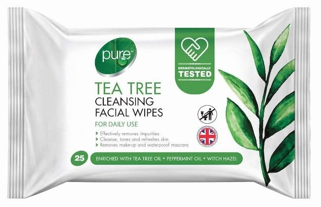 Pure Tea Tree Cleansing Facial Wipes x25