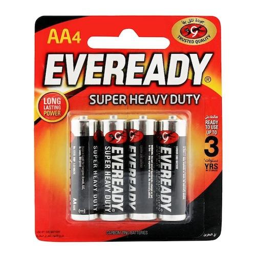 Eveready Super Heavy Duty AA R6 Battery 1.5 V No.1215 BP-4 Black x4