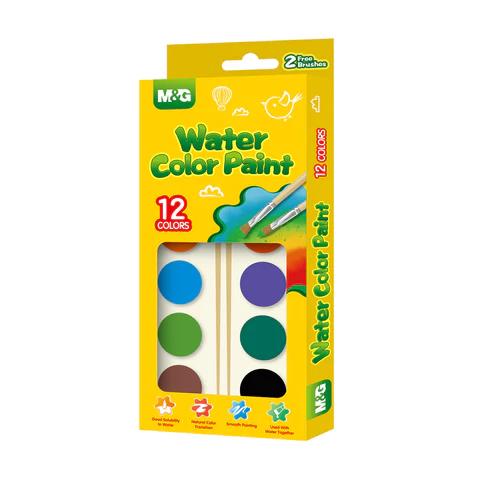 M & G Water Colour Paint 12 Colours With 2 Brushes