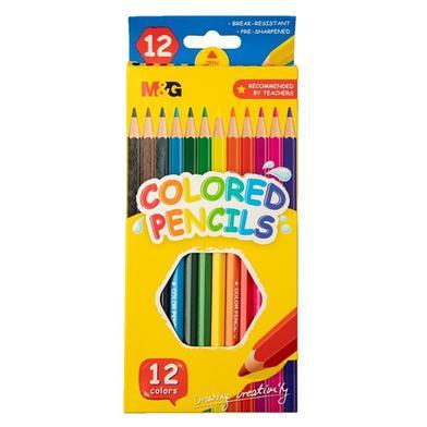 M & G Hexagon Colour Pencil 12 Colours Flat Box Package