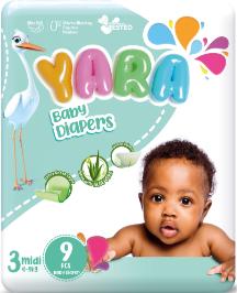 Yara Diaper Size 3 Midi Small 4-9 kg x9