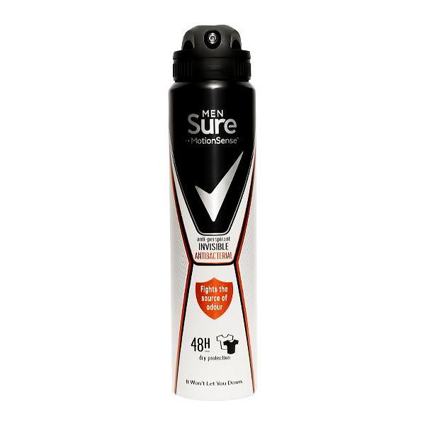 Sure Anti-Perspirant Deodorant Spray Men Invisible Anti-Bacterial 250 ml