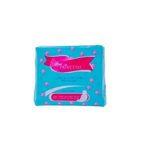 Royal Princesse Ultra Thin Cotton Sanitary Pads With Wings Long x10