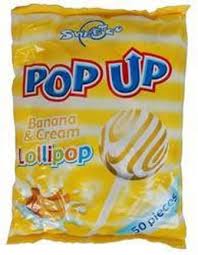 Sweetco Pop Up Banana & Cream Lollipop x50