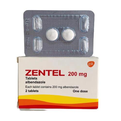 Zentel 200 mg 2 Tablets
