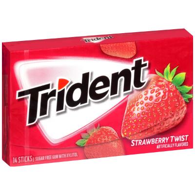 Trident Chewing Gum Strawberry Sugar Freee x14