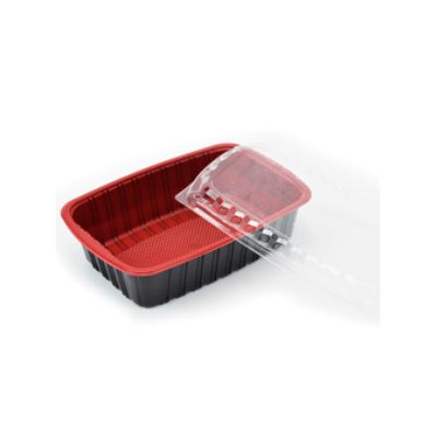 Red & Black Plastic Bowl With Cover x50