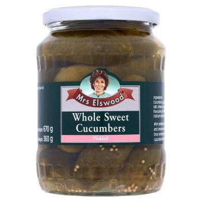 Mrs Elswood Whole Sweet Cucumbers Pickled 670 g