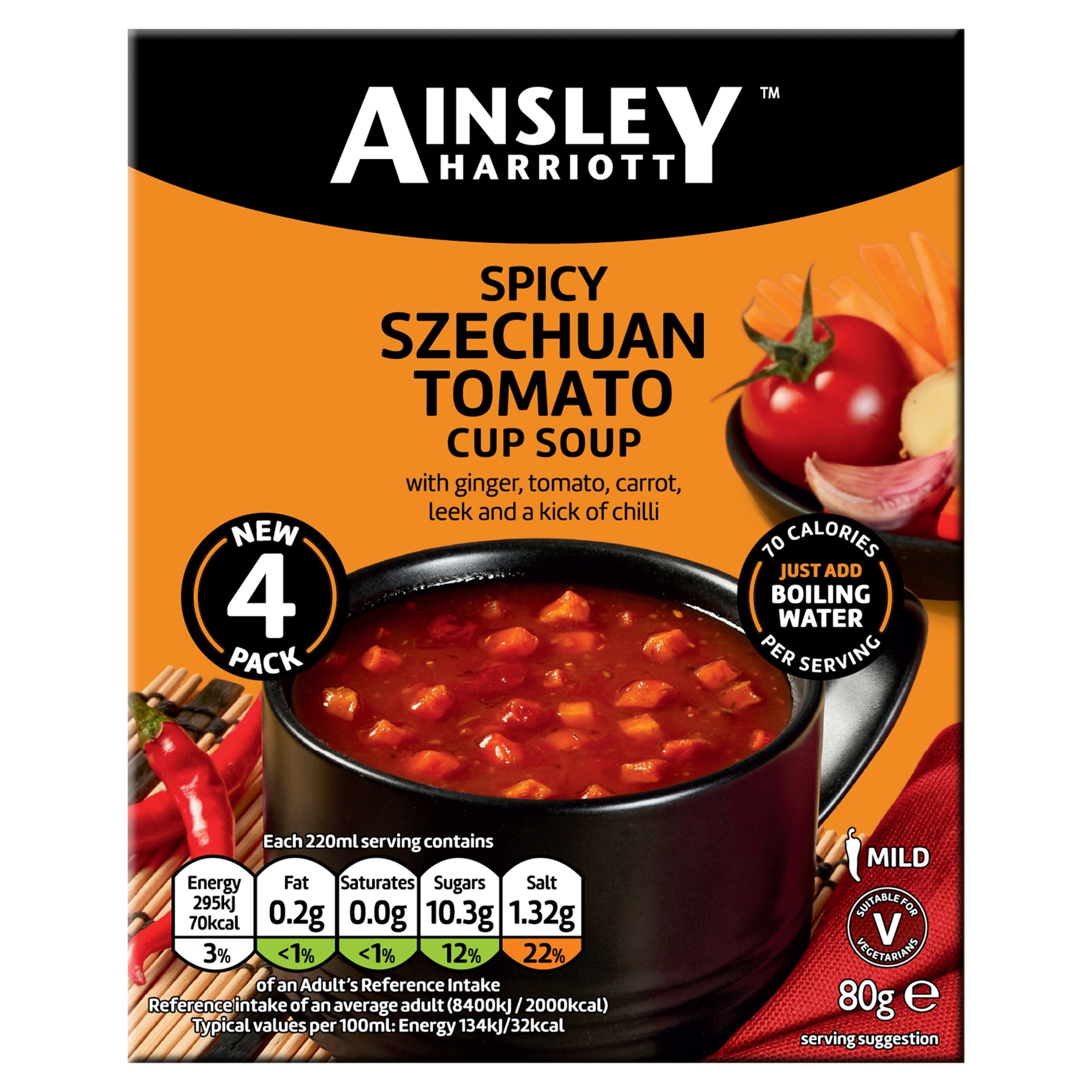 Ainsley Harriott Spicy Szechuan Tomato Cup Soup 4 Sachets 80 g