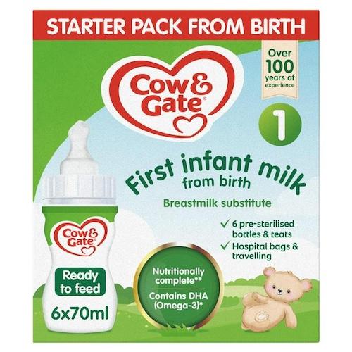 Cow & Gate First Infant Milk Formula Starter Pack From Birth 6 x 70 ml
