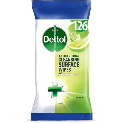 Dettol Anti-Bacterial Surface Cleaning Wipes Lime & Mint 126 Pack