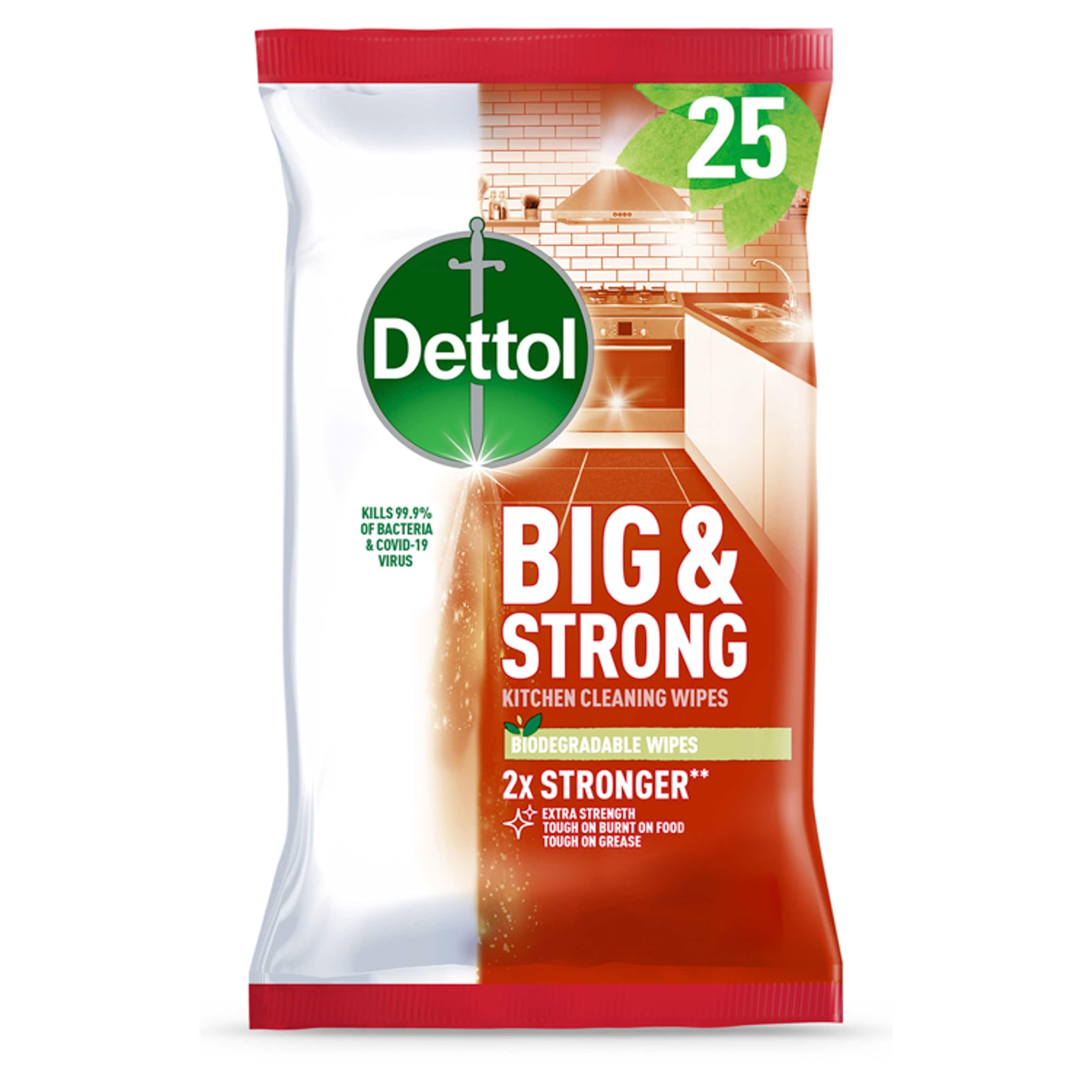 Dettol Big & Strong Kitchen Surface Cleaning Wipes 25 Pack
