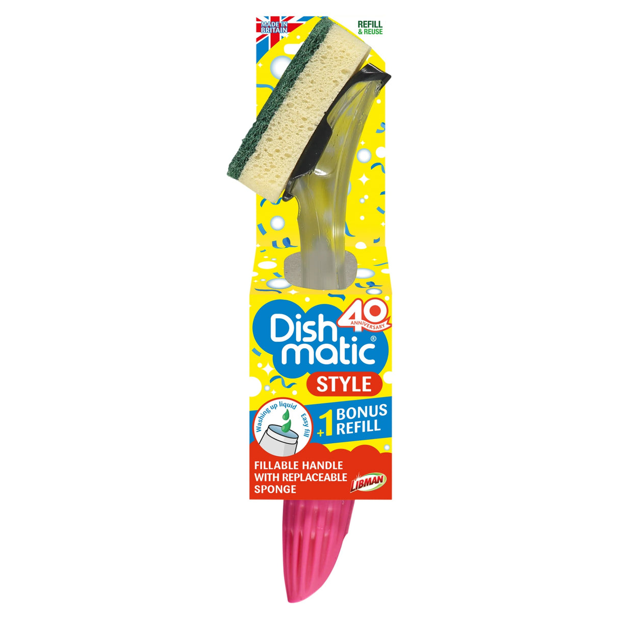 Dishmatic Style Fillable Handle & Replacement Sponge