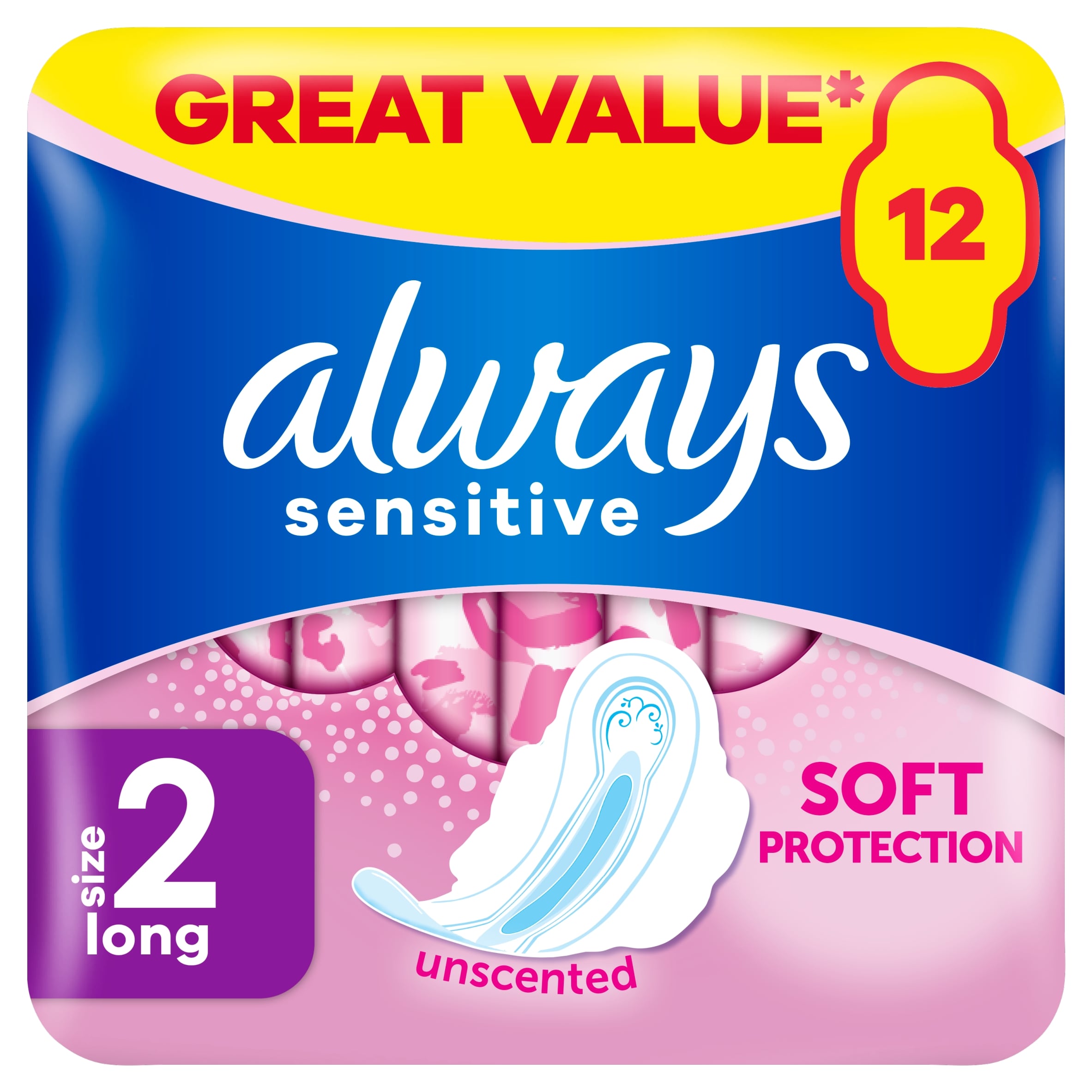 Always Sensitive Long Size 2 Sanitary Towels With Wings 1 x2