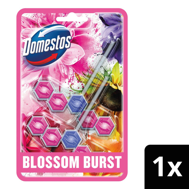 Domestos Power 5 Toilet Rim Block Blossom Burst 2 x 50 g