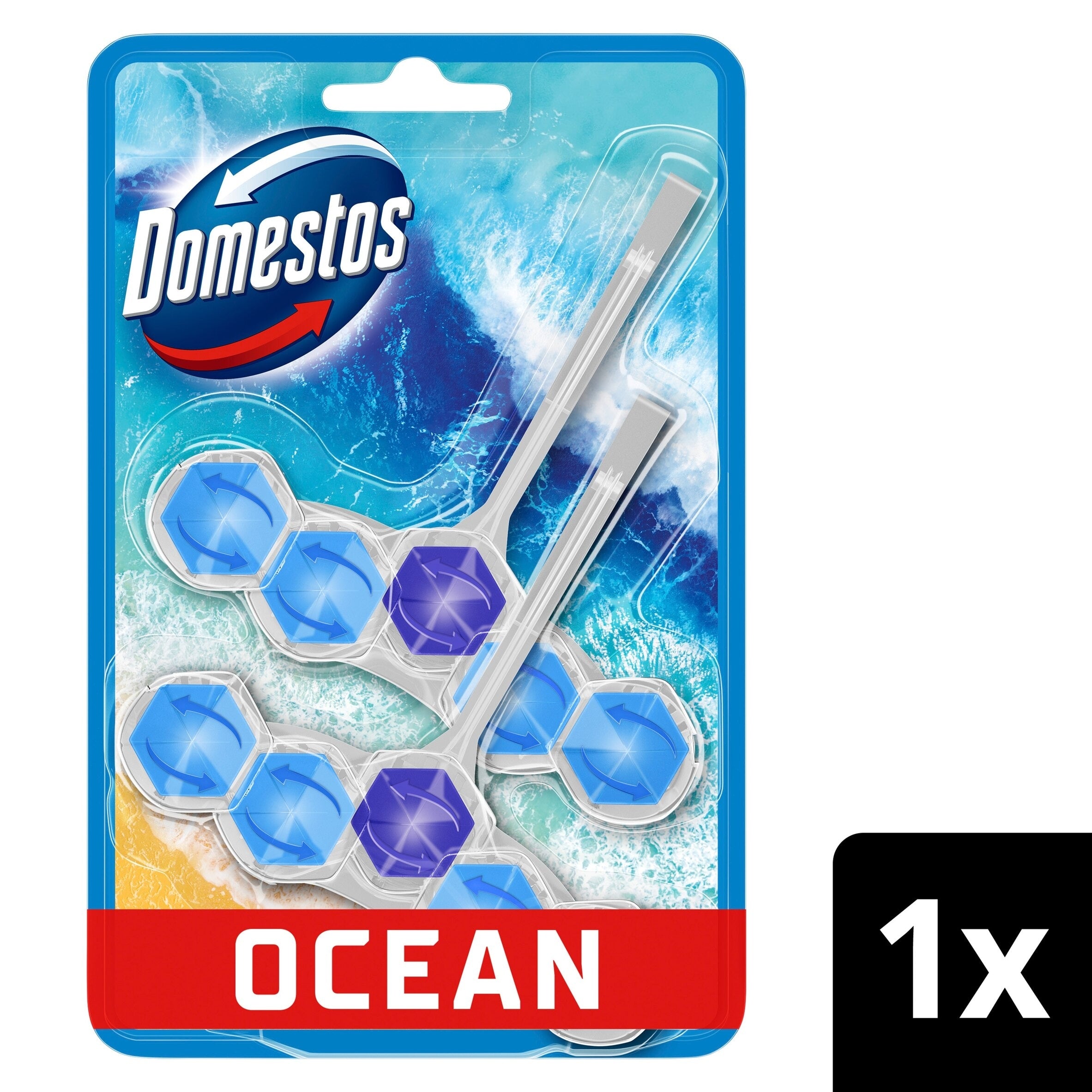 Domestos Power 5 Toilet Rim Block Freshener Ocean 2 x 50 g