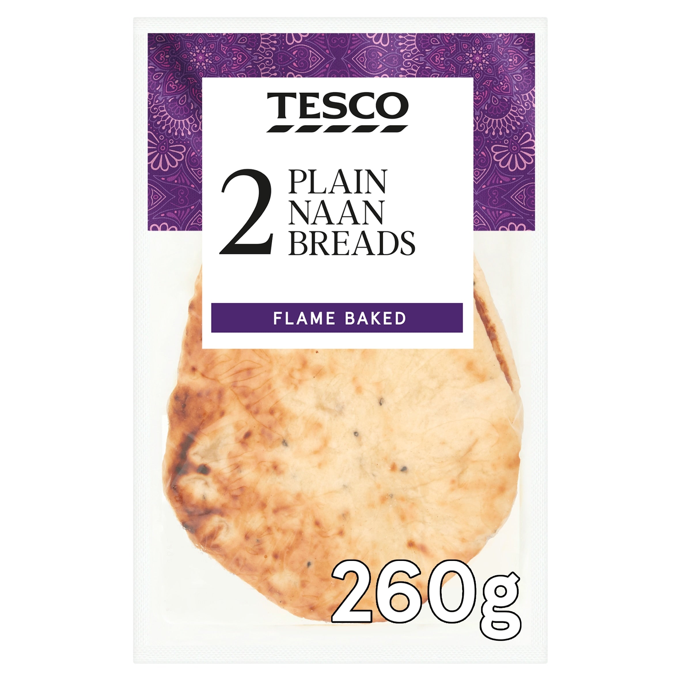 Tesco Plain Naans x2 260 g