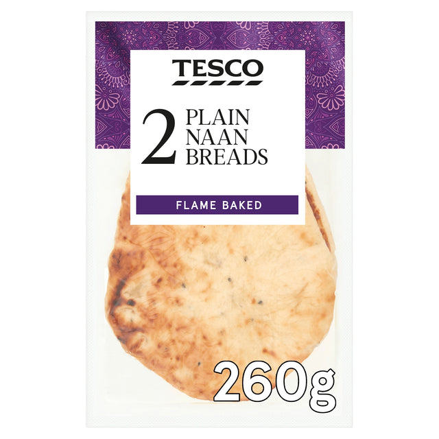 Tesco Plain Naans x2 260 g