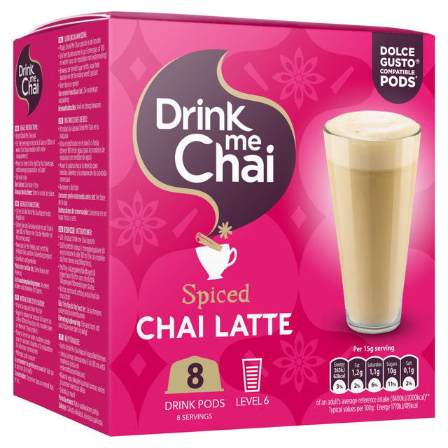 Drink Me Chai Spiced Chai Latte Drink Pods 8 Pack 15 g