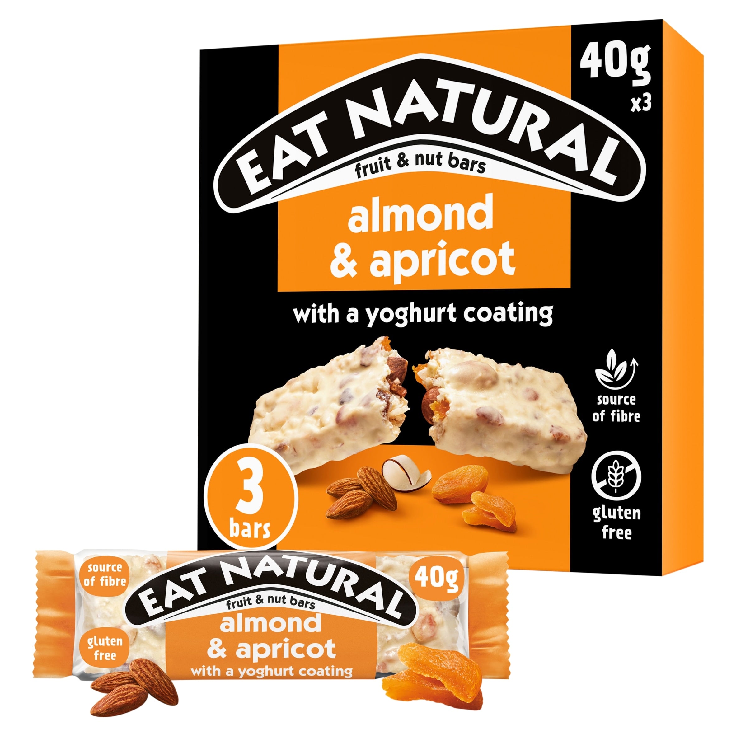 Eat Natural Fruit & Nut Bars With Almond Apricot & Yoghurt 3 x 40 g