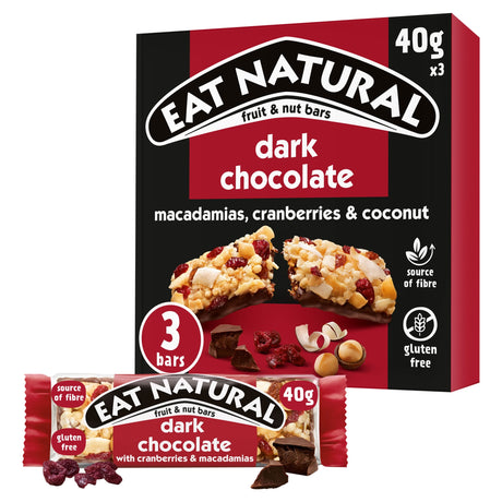 Eat Natural Fruit & Nut Bars With Dark Chocolate Cranberries & Macadamias 3 x 40 g