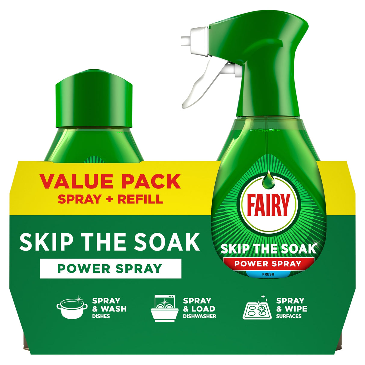 Fairy Skip The Soak Power Spray & Refill Fresh 2 x 500 ml